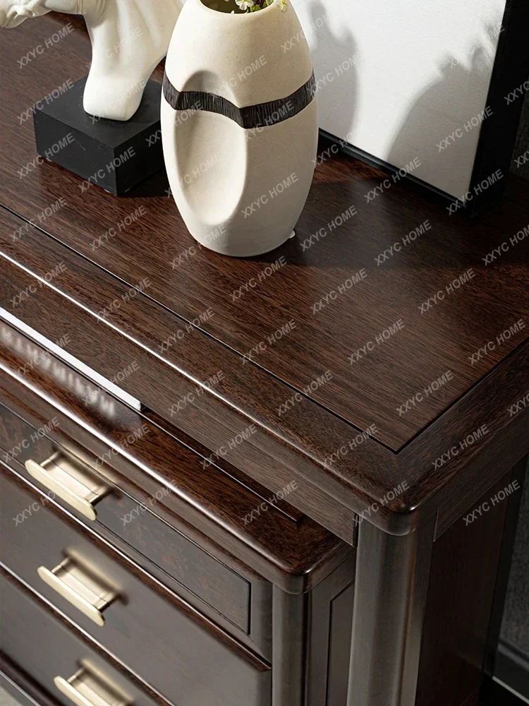 مقعد تلفزيون على الطراز الصيني الجديد لغرفة النوم وغرفة النوم الرئيسية العالية وخزانة درج Ugyen Ebony من الخشب الصلب #3