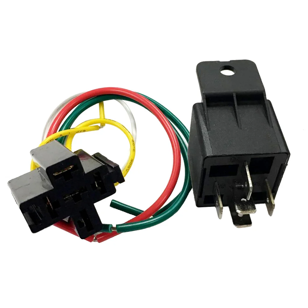 Heavy Duty Automotive Relay 24V DC SPDT 5 Pin 40A with Interlocking Relay Socket Base for Polarity Change