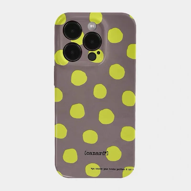 

INS Brown Yellow Polka Dots Phone Case for IPHONE 17 Air 16E 15 PROMAX 14Plus 13 12 MINI 11 PRO 16Plus XR XS Acrylic Phone Cover