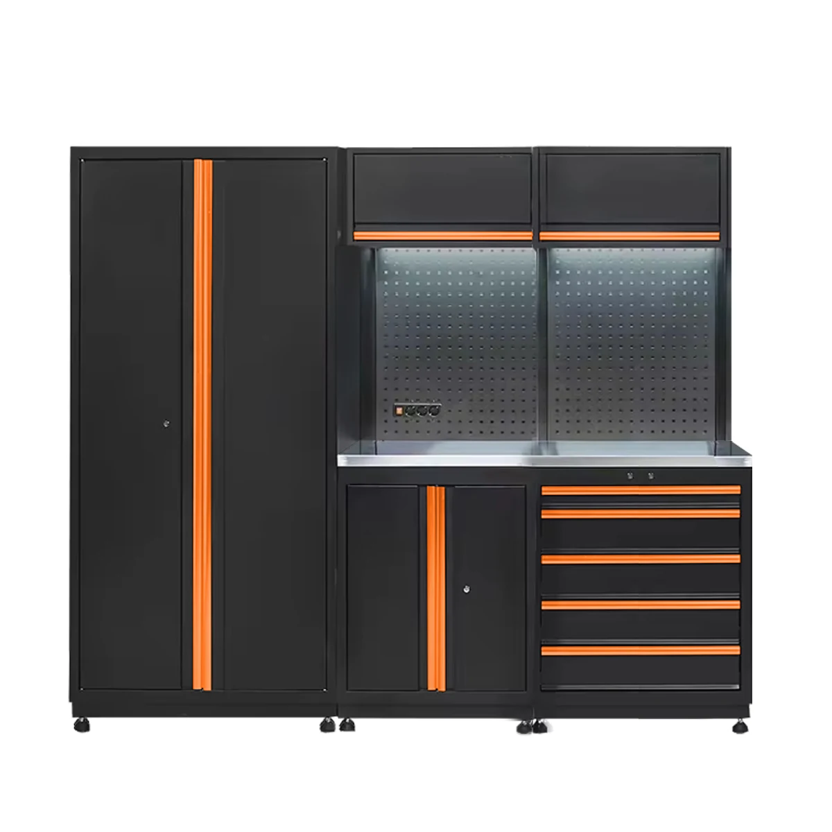 

dn-Industrial Metal Garage Storage System with Wall Cabinets and Modular Workbench for Workshop and Warehouse Solutions!