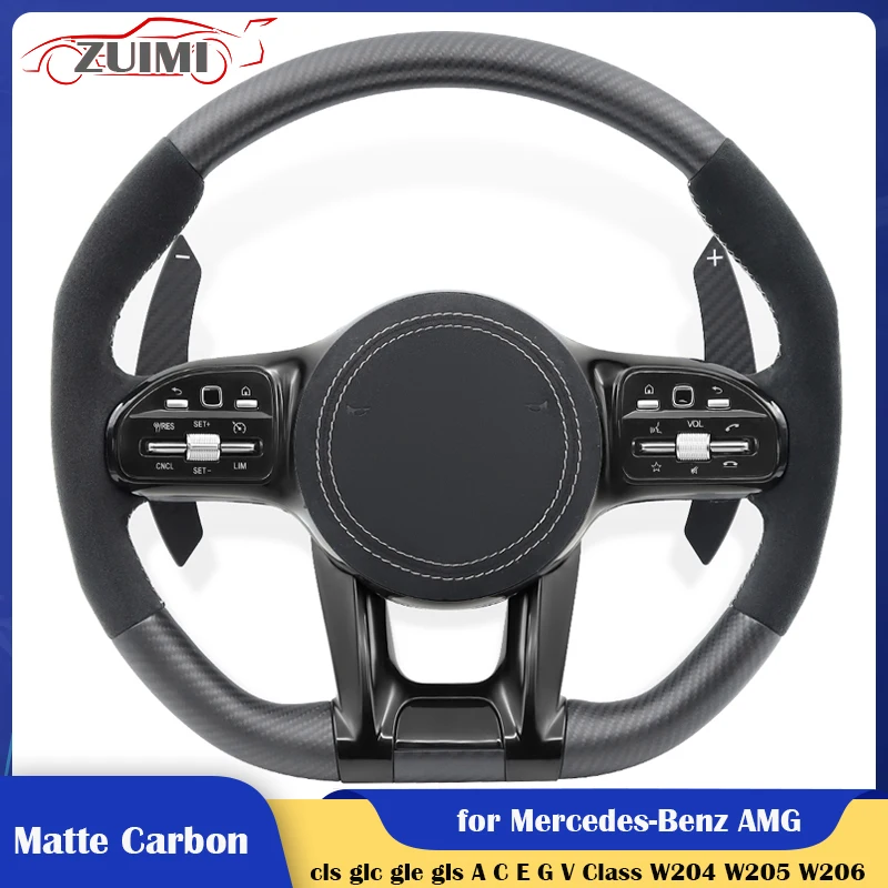 

Matte Carbon Car Steering Wheel for Mercedes-Benz AMG cls glc gle gls gla W204 W205 W206 W213 W217 W221 W222 W223 E300 c238 C200