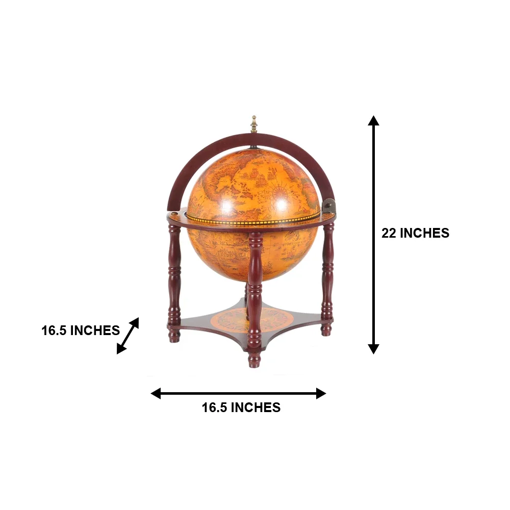 13-Inch red globe with 4-legged chess stand, retro-style home office decor