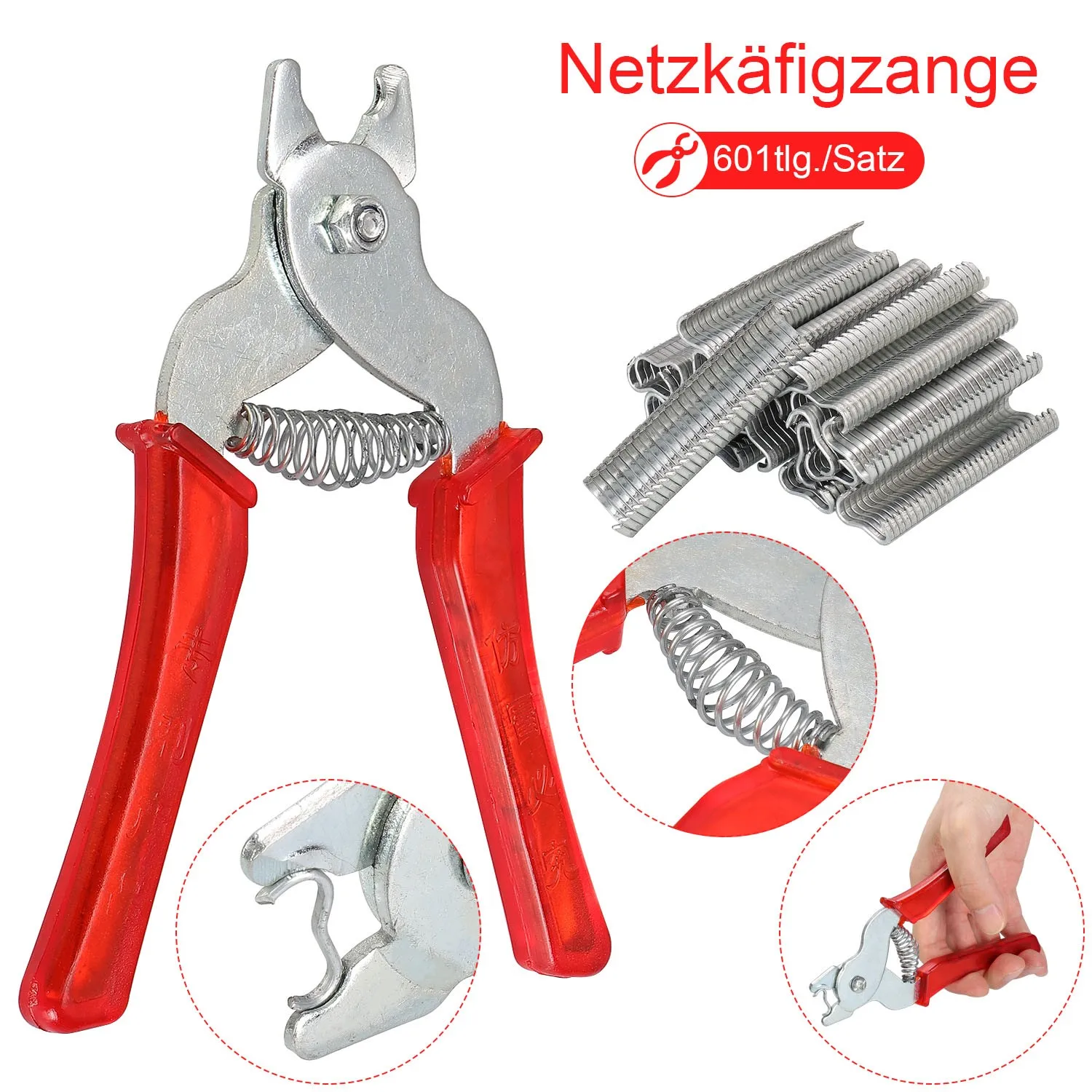 Ring Pliers + 600pcs Fasteners Rings M Nails Poultry Cage Installation Tools Fences Netting Tags Traps Cage Buckle Ring Plires