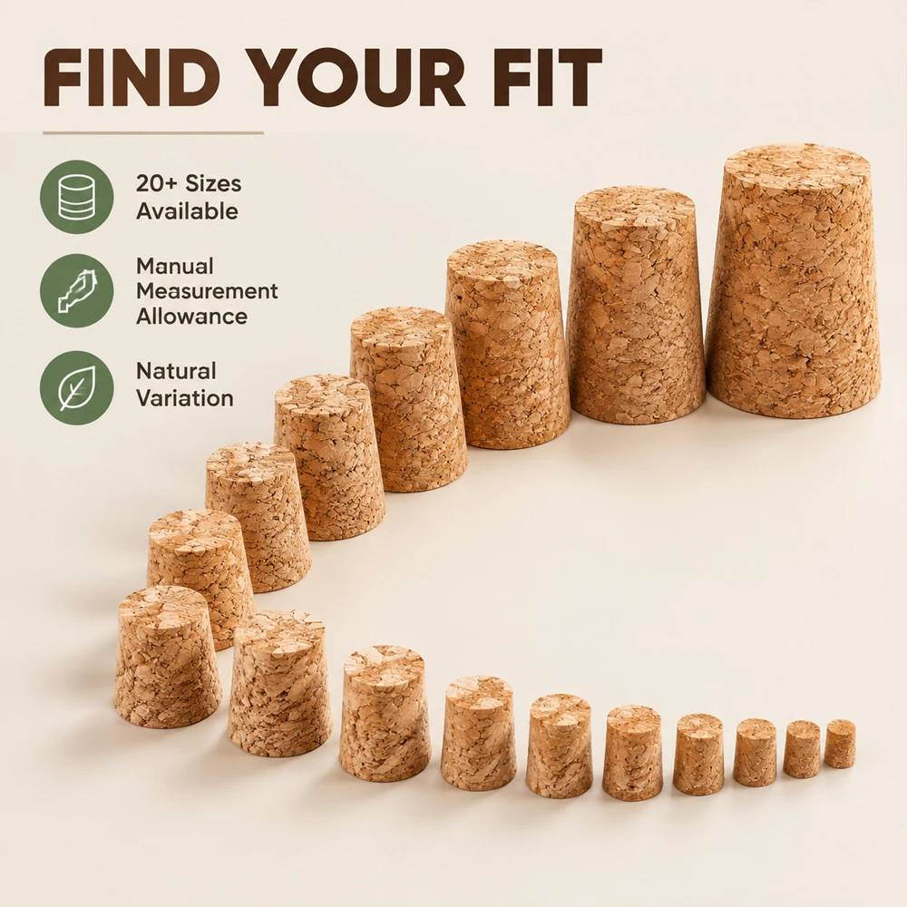 10Pcs Wooden Conical Cork Stoppers, Bottle Cork Stoppers for Bottle Handicrafts and Wine Bottles Cork Plugs