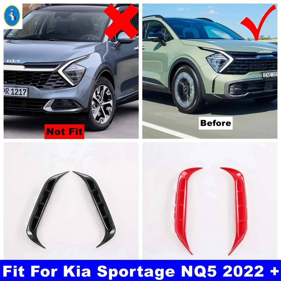 

Red / Carbon Fiber Accessories Front Fog Light Bumper Splitter Spoiler Intake Panel Cover Trim For Kia Sportage NQ5 2022 - 2024