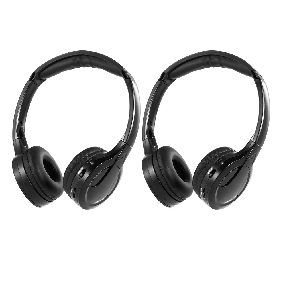 2Pack IR Wireless Headphones for Car DVD Player Headrest Video,On-Ear Infrared Headphones Headset Universal (Black)