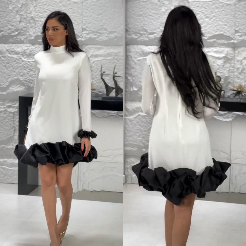 Vestido corto plisado con cuello alto y fruncido para fiesta de cóctel, minivestido para ocasiones a medida