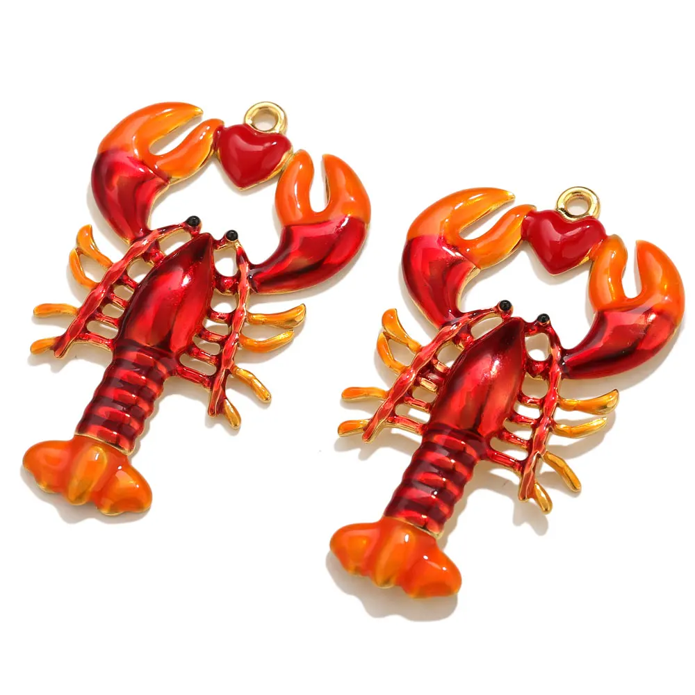 

1pcs Stainless Steel Enamel Lobster Charms For Jewelry Making Lobster Pendants Necklace Connectors DIY Women Jewelry Findings