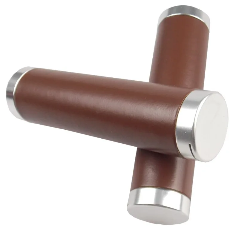 For Bicycle Cowhide Handle Cover, Non-slip PU Leather Hand-sewn Bicycle Anti-slip Cover 2pcs