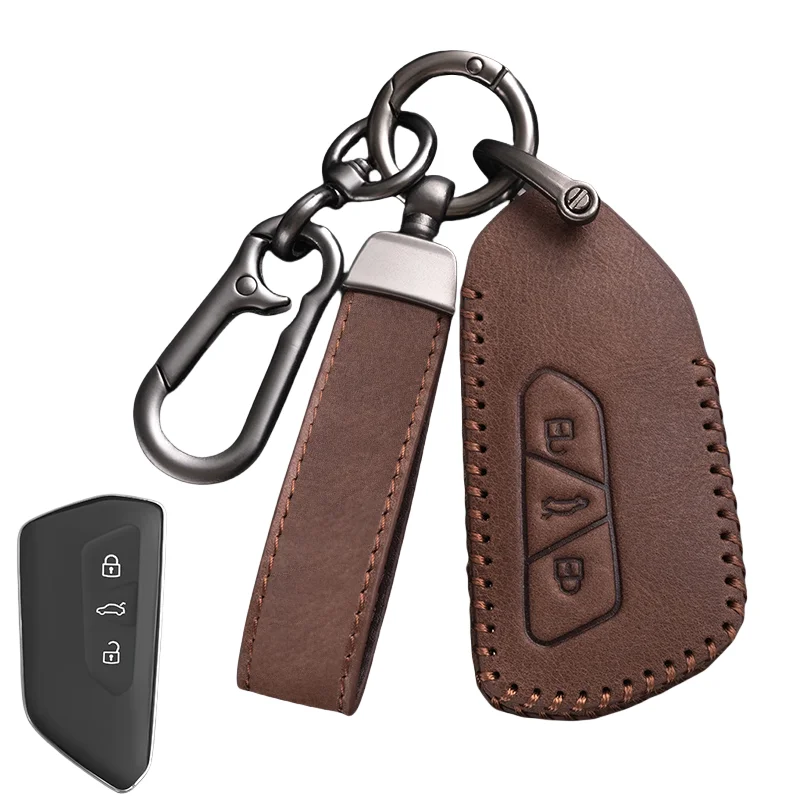 New Leather Car Key Case For VW Volkseagen Golf 8 MK8 ID.3 ID.4 Cupra Skoda Octavia A8 SEAT Leon MK4 2020 2021 Formentor Tarraco