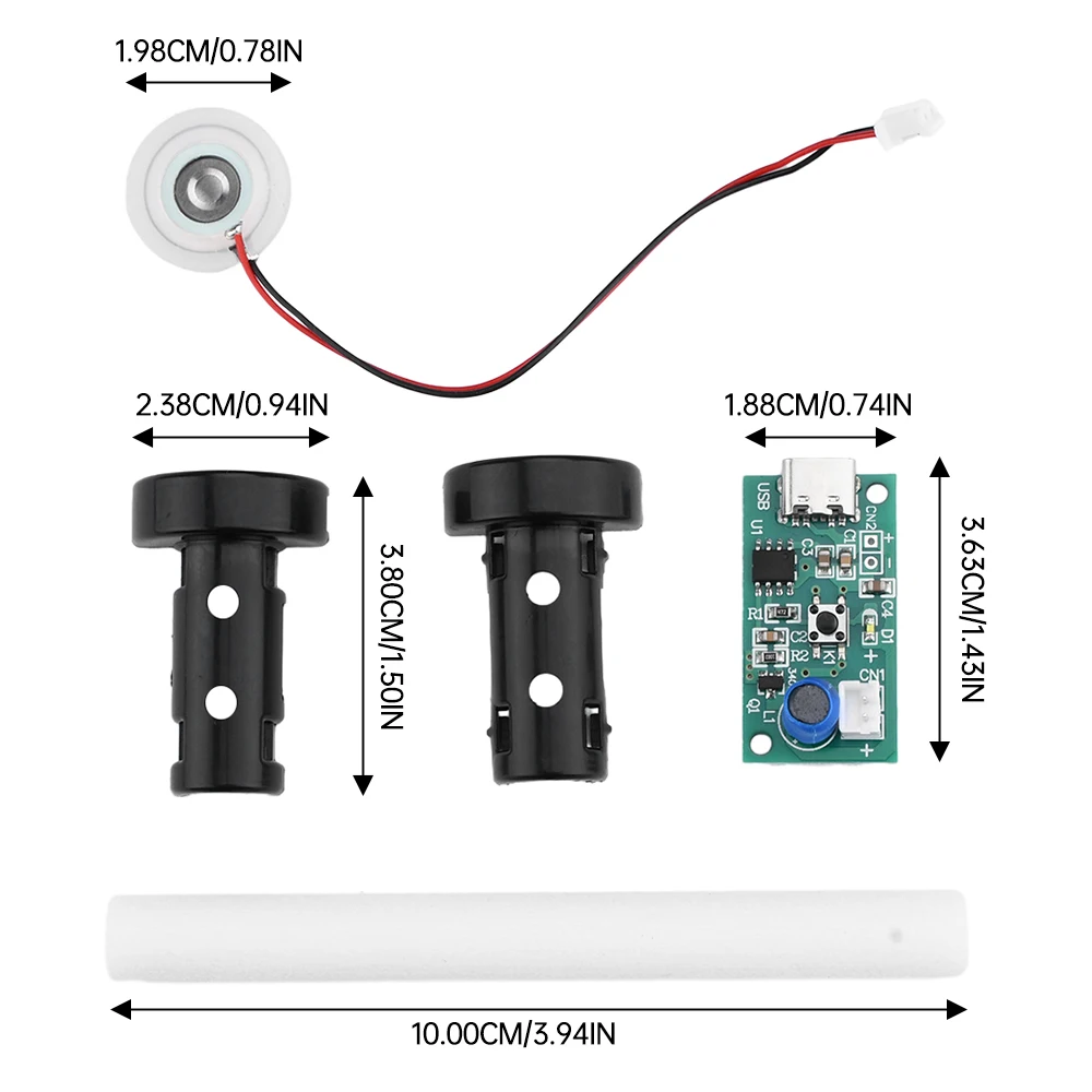 USB Mini Umidificador Névoa Driver Circuit Board, Atomização Fogger, Folha Filme Atomizador, Kits DIY, Tipo-C, Micro USB, DC 5V