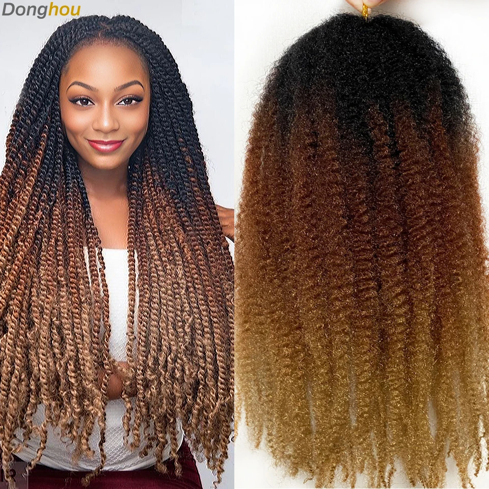 Marley Hair 18 Inch Synthetic Marley Braiding Hair Ombre Black Brown Blonde Grey 350 for Afro Kinky Marley Twist Braiding Hair