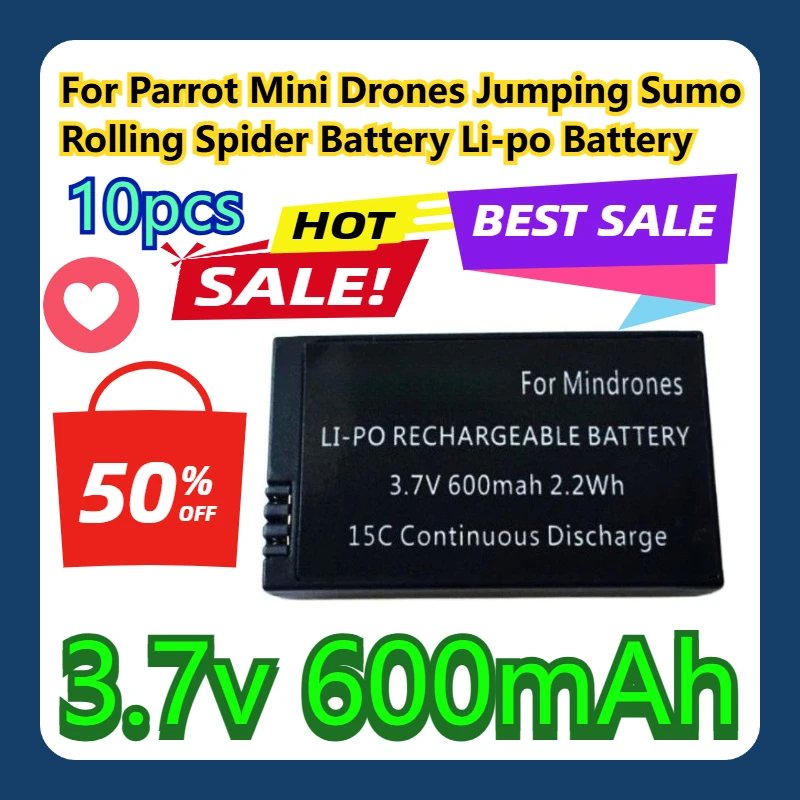 

For Parrot Mini Drones Jumping Sumo Rolling Spider Battery 3.7v 600mAh Li-po Battery 10pcs