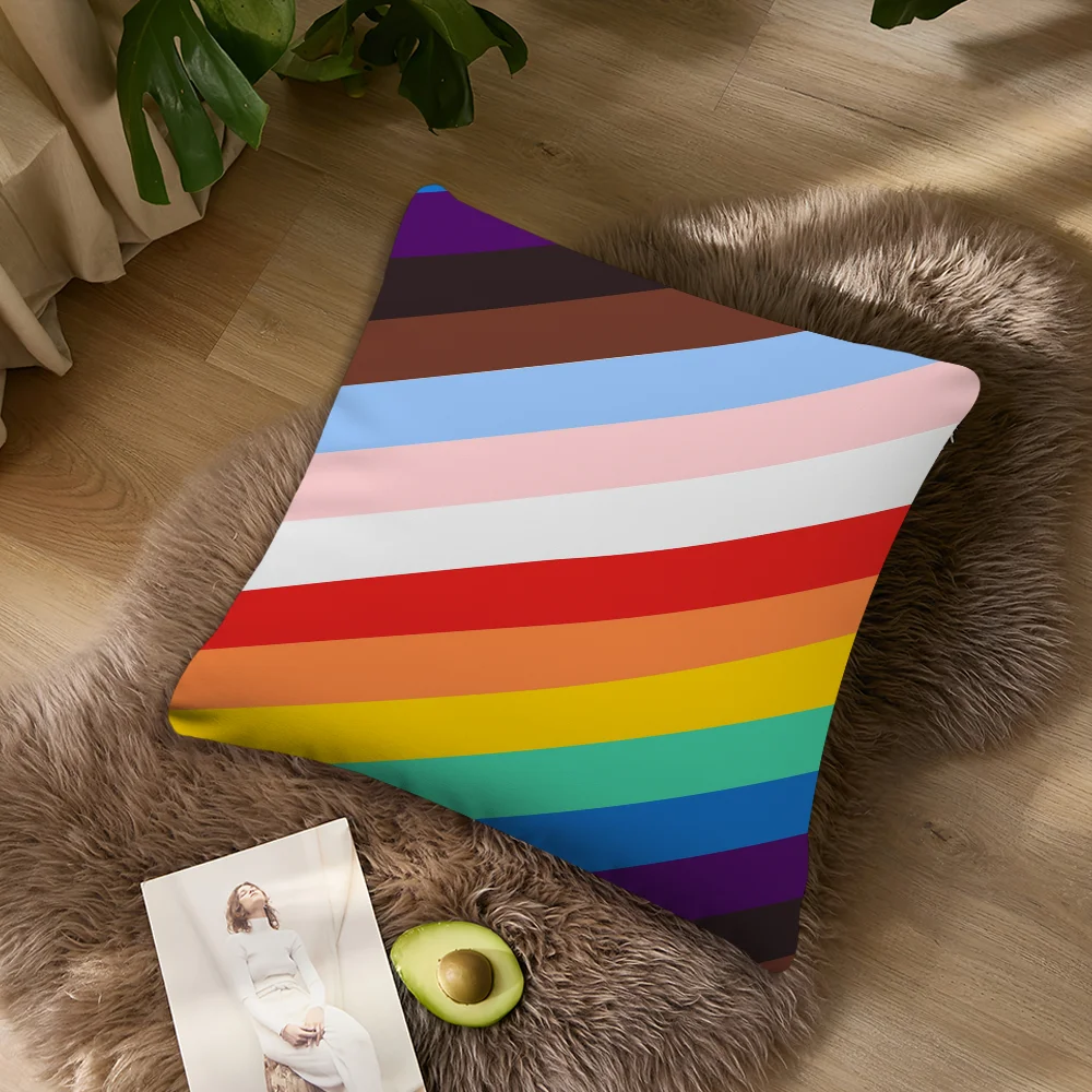 Homosexual Rainbow Flag Pillow Case Sofa Living Room Bedroom Headboard Backrest Cushion Square Cushion Nap Time