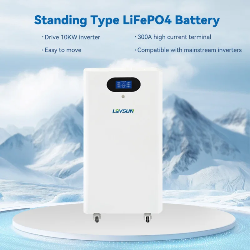 แบตเตอรี่ลิเธียมไอออนฟอสเฟต (LiFePO4) แบบตั้งพื้น อายุการใช้งานยาวนาน 51.2V 300Ah 400Ah ความจุ 15Kwh 20Kwh