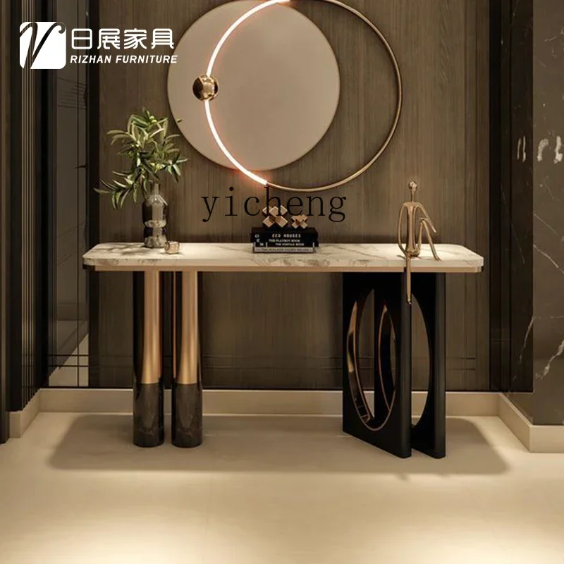 

JJ entry against the wall Entrance table Marble countertop End view table Lobby decoration Entrance cabinet