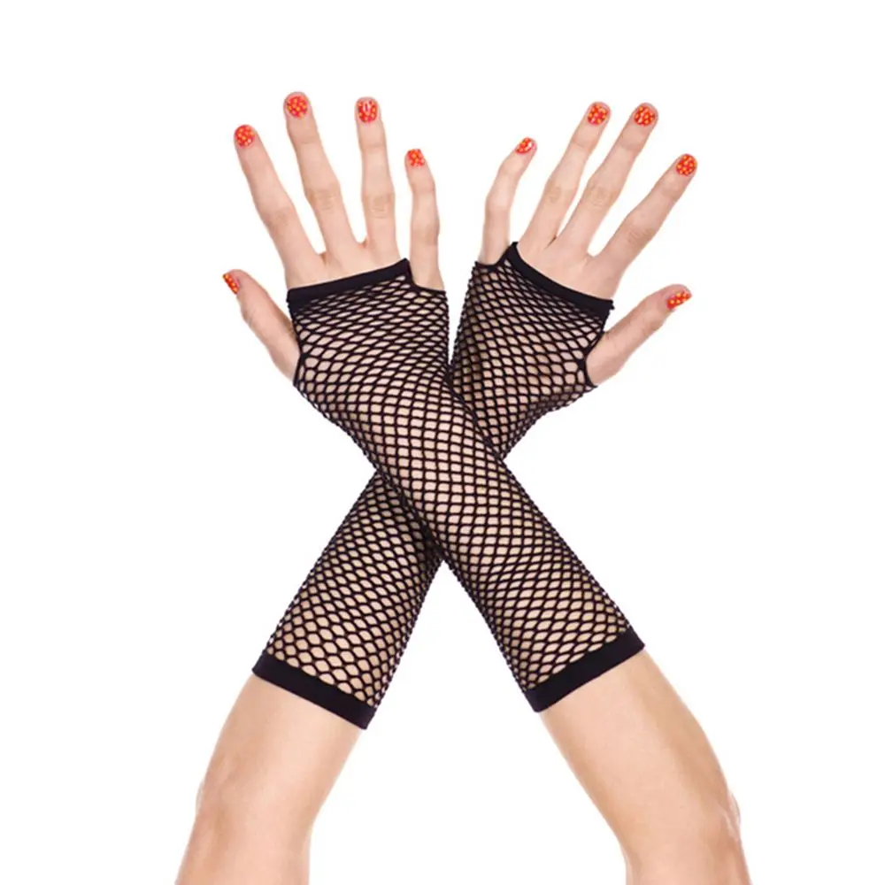 Lady Sexy Nightclub Mesh Net Rete da pesca Feste Guanti Guanti a rete Guanto lungo Guanto punk