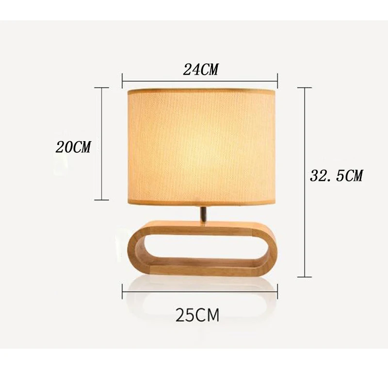 Lampe de table nordique à base de bois, abat-jour en tissu pour salon, chambre à coucher, bureau en frêne, lampes de lecture, luminaire