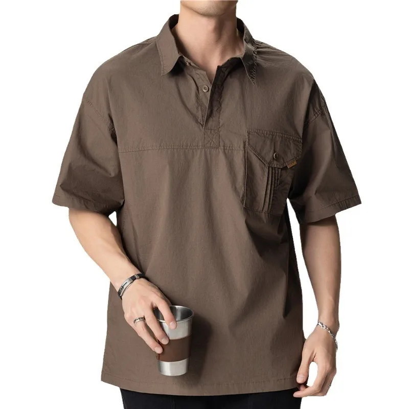 Summer new men's American POLO shirt T short-sleeved T-shirt loose lapel half-sleeved top