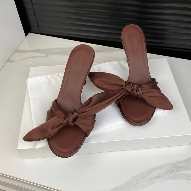 

2024 Women's Sandals Summer Bow Heels For Women Fashion High heels Party Shoes For Designer Luxury Slippers Female