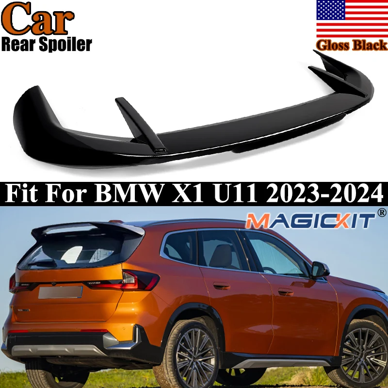 

Magickit Rear Trunk Boot Lip Spoiler Wing Fit BMW X1 U11 M Sport 2023-2024 Glossy Black MP Style Rear Roof Spoiler Wing Lip