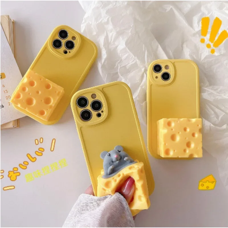 Cute Suitable for Apple 15promax Pressure Reducing Phone Case 13 14 Anti Drop 16pro Protective Cover Foreign Trade Pinch Stand