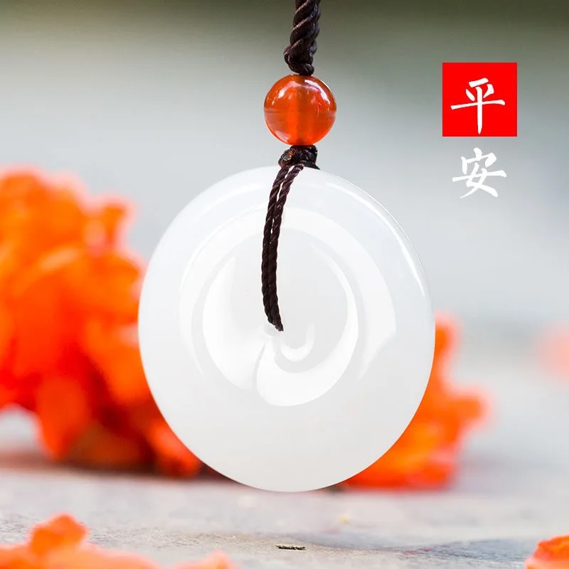Hotan And Women, Natural Sheep Fat Jade Men'S Peace Pendant