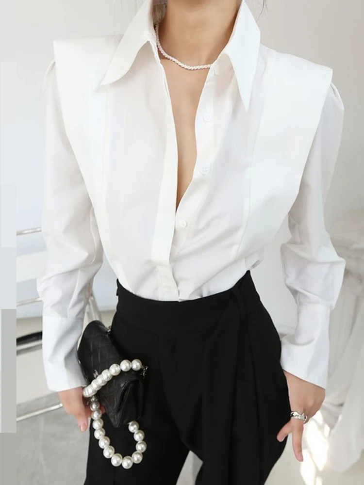 2024 Spring New High end Commuting White Shirt Autumn/Winter New Long sleeved Bottom Top  shirts