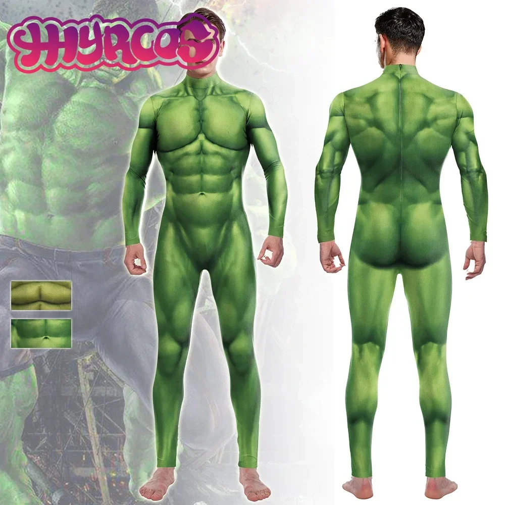 

2025For Men Women Superhero Bruce Banner Hulk Muscle Tights Jumpsuits Cosplay Costume Halloween Party Performance Zentai