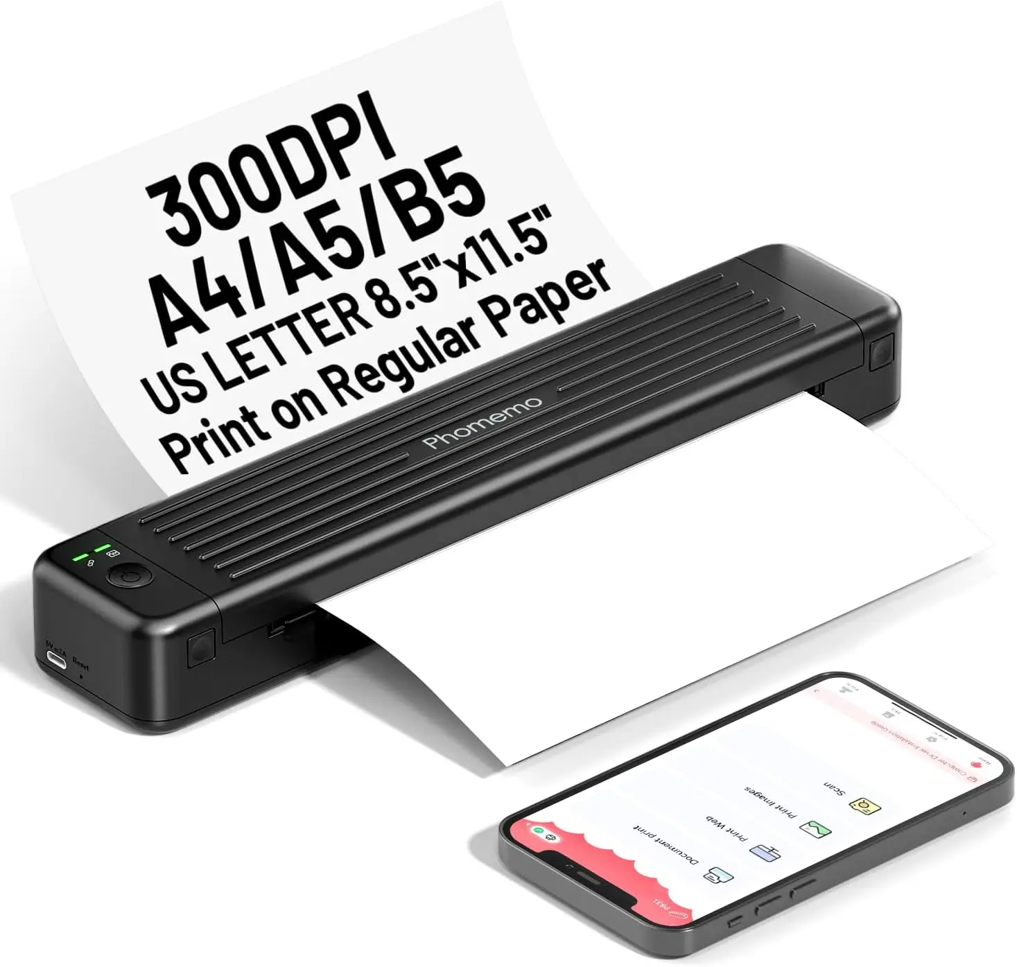 Portable Printer Thermal Transfer Printer Phomemo P831 Regular Paper Inkless Printing Machine for Travel Office Printing