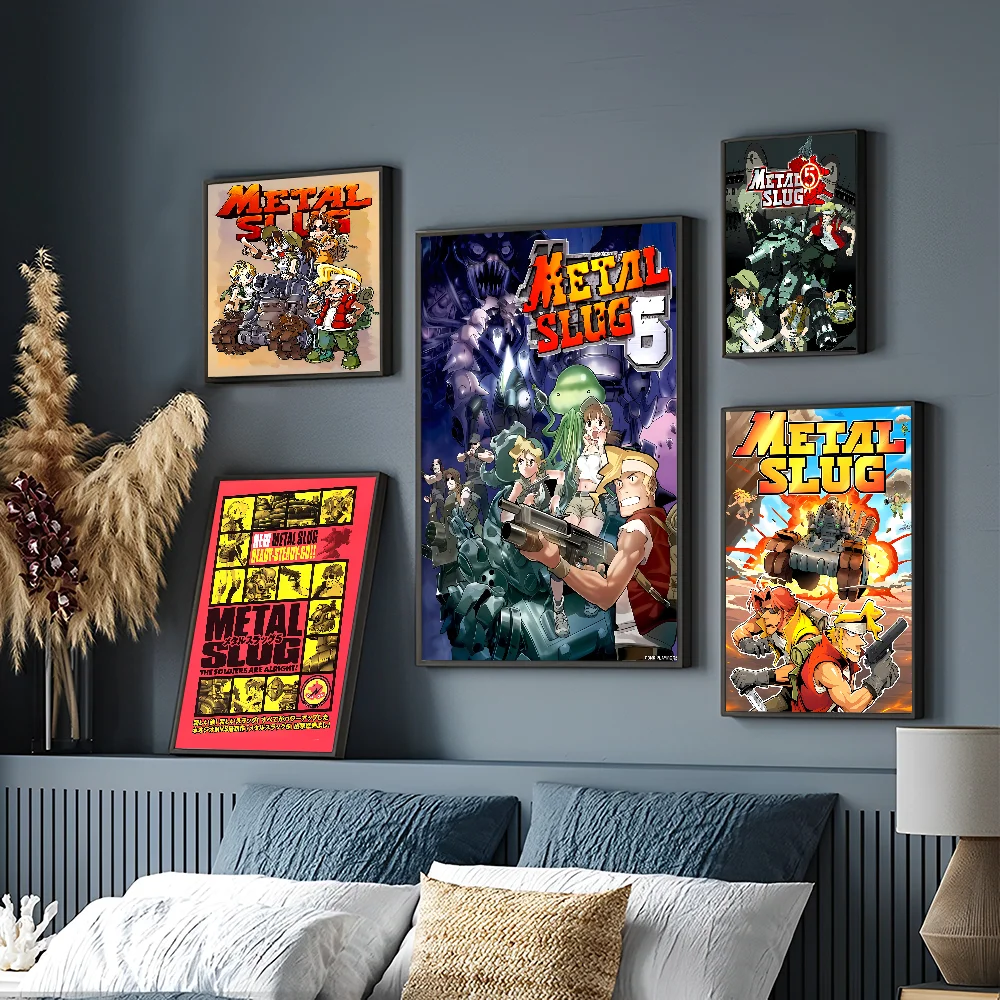 Game Metal Slug Self-adhesive Art Poster Retro Kraft Paper Sticker DIY Room Bar Cafe Stickers Wall Painting