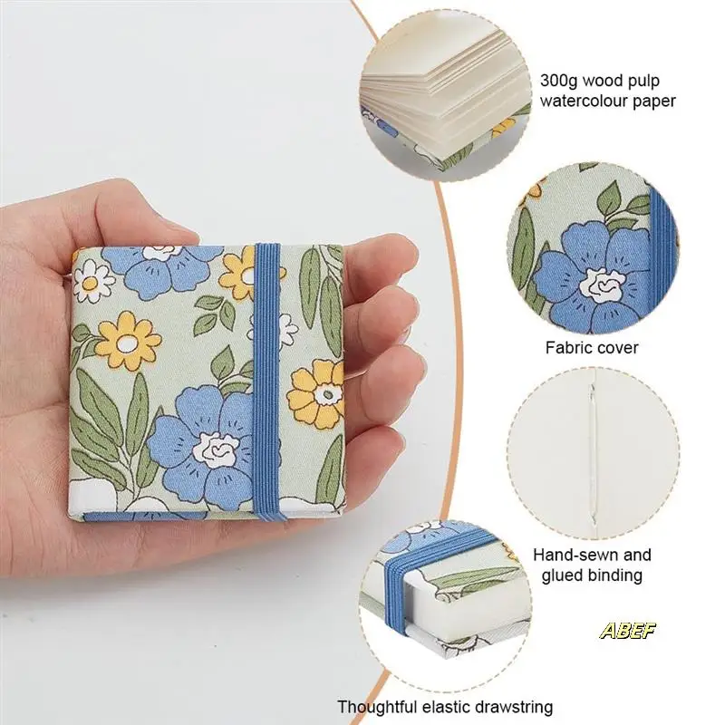 2 шт. мини акварельный альбом для рисования 2,4X2,4 дюйма 300 г портативный квадратный тканевый чехол небольшой акварельный альбом для рисования 40 страниц