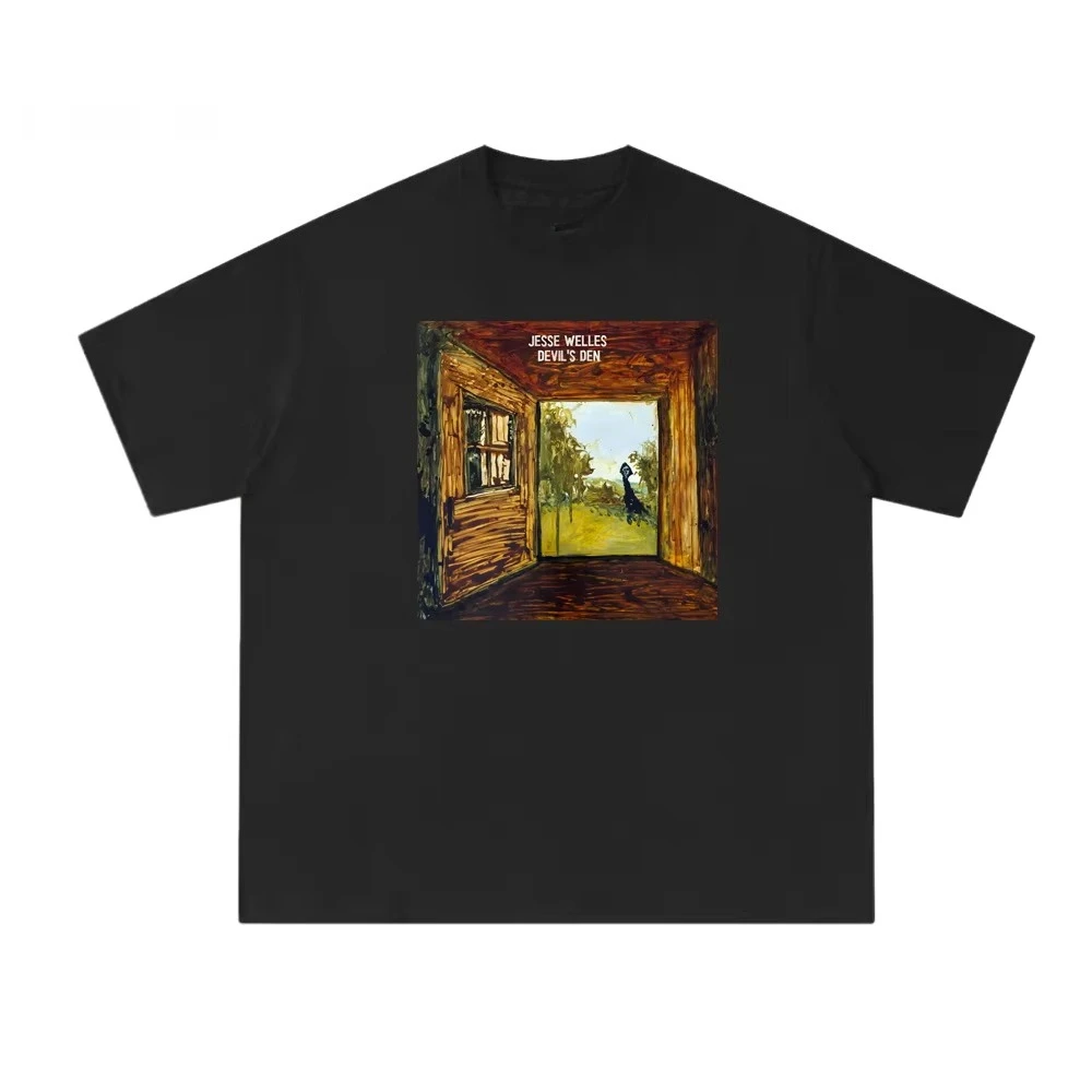 

Футболки Jesse Welles-Devil's Den, винтажные удобные топы высокого качества с круглым вырезом, летняя хлопковая женская и мужская одежда унисекс, популярная
