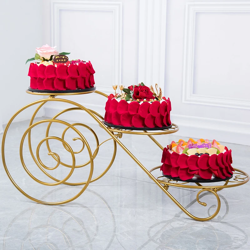 Soporte para Pasteles de Hierro Forjado Creativo Europeo, Soporte de Tres Niveles para Pasteles de Boda, Soporte de Múltiples Niveles para Postres de Cumpleaños, Organizador de Cocina