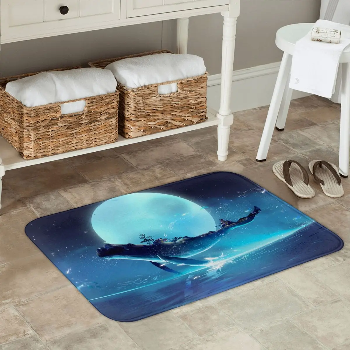 Ocean Whale Shark Swimming Non-slip Doormat Floor Mat Carpet Rug for Kitchen Entrance Home Bathroom Living room Footpad Mats