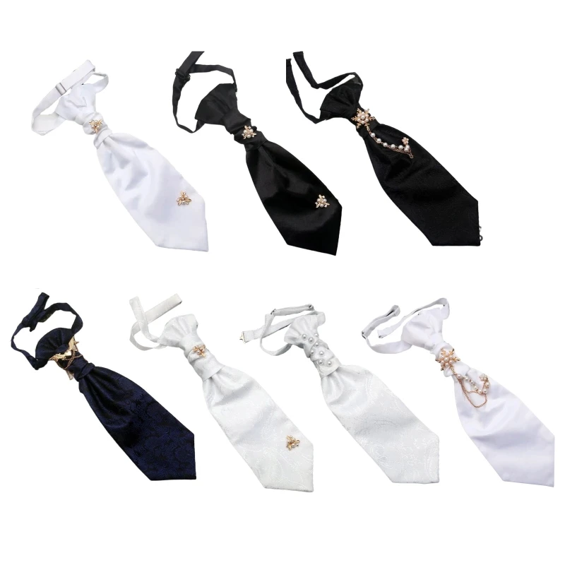 

Men Groom Wedding Suit Solid Paisley Necktie Pearl Metal Wing Chain Vintage Bowtie Evening Party Shirt Jewelry Bow Tie Dropship