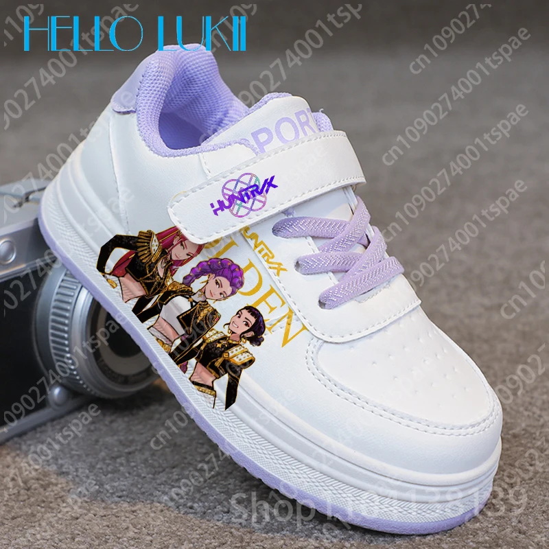 Картина 4: Тема фильма KPop Охотники на демонов Дизайнерские детские кроссовки с принтом для мальчиков и девочек Супер милая стильная обувь Рождественский подарок