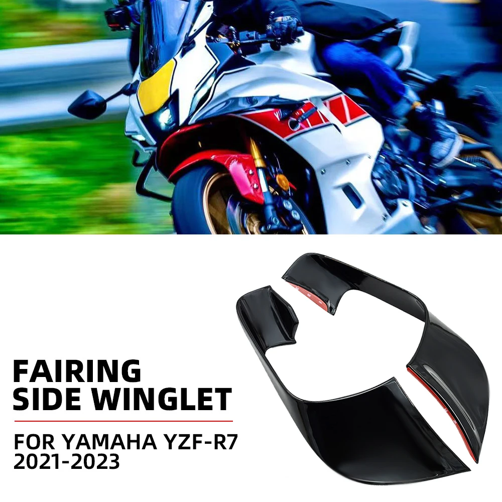 For YAMAHA R7 YZF R7 YZFR7 R7 2021 2022 2023 Fixed Wind Wing Motorcycle Wing Aerodynamic Fairing Bright Black