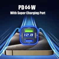 Digital Display Car Charger 5usb 250W Four-port Square To PD Phone Charging Fast Head One Five Car QC3.0 Charger Charge Mob E6N5