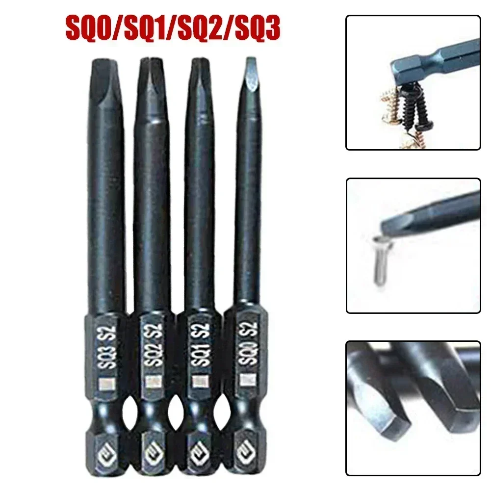 1pc 65mm Square Head Screwdriver Bit 1/4Inch Shank Magnetic Steel Screw Driver Bit Electric Screwdriver Hand Tool Q0 SQ1 SQ2 SQ3