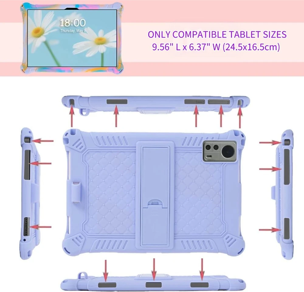 Afbeelding 4: 10.1 Universele Case Zachte Siliconen Tablet Funda voor 10 10.1 inch Android Tablet PC Schokbestendig Stand Cover Case L 9.57in W 6.42in