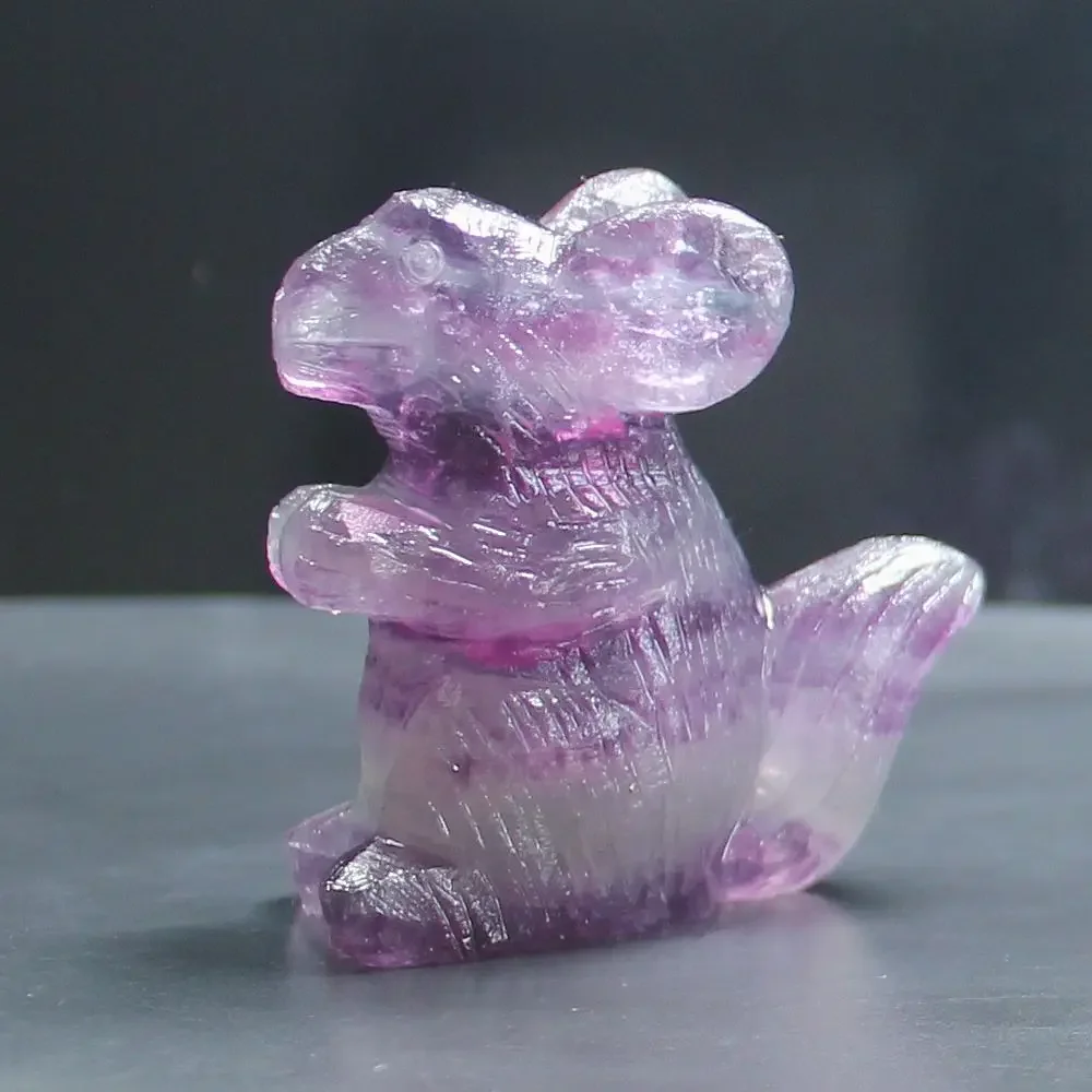 2'' Hand Carved natural Multi-Color Fluorite Crystal Squirrel Figurine Animal Carving statue office home decor