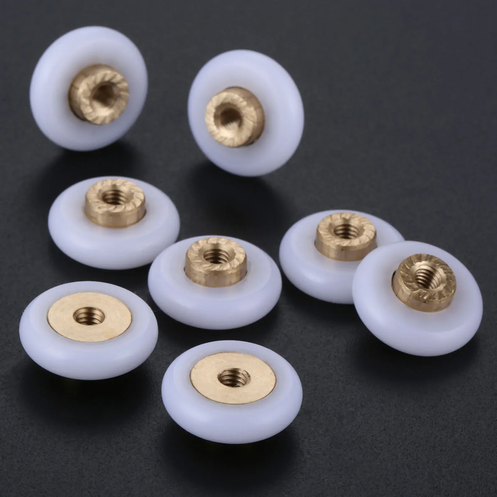 DRELD 8pcs Bath Shower Door Rollers /Runners Wheels Pulleys 18mm Dia Wheel Replacement Part For Shower Enclosures Cabins Runner