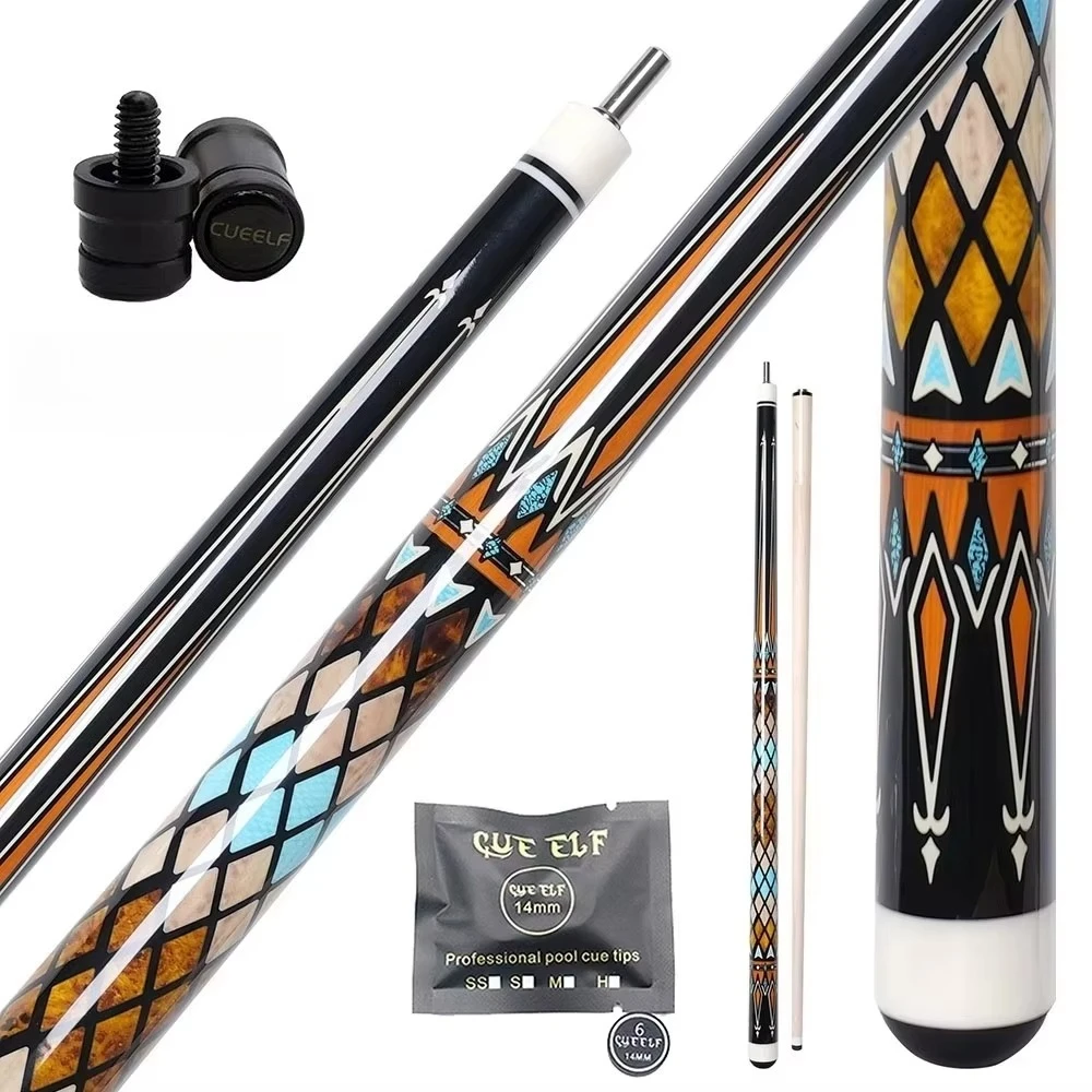 Hot Selling Carom Cue High Quality Sticker Cue Hard Maple Shaft VP2 Joint 12mm Tip SIze 1/2 Split Cue