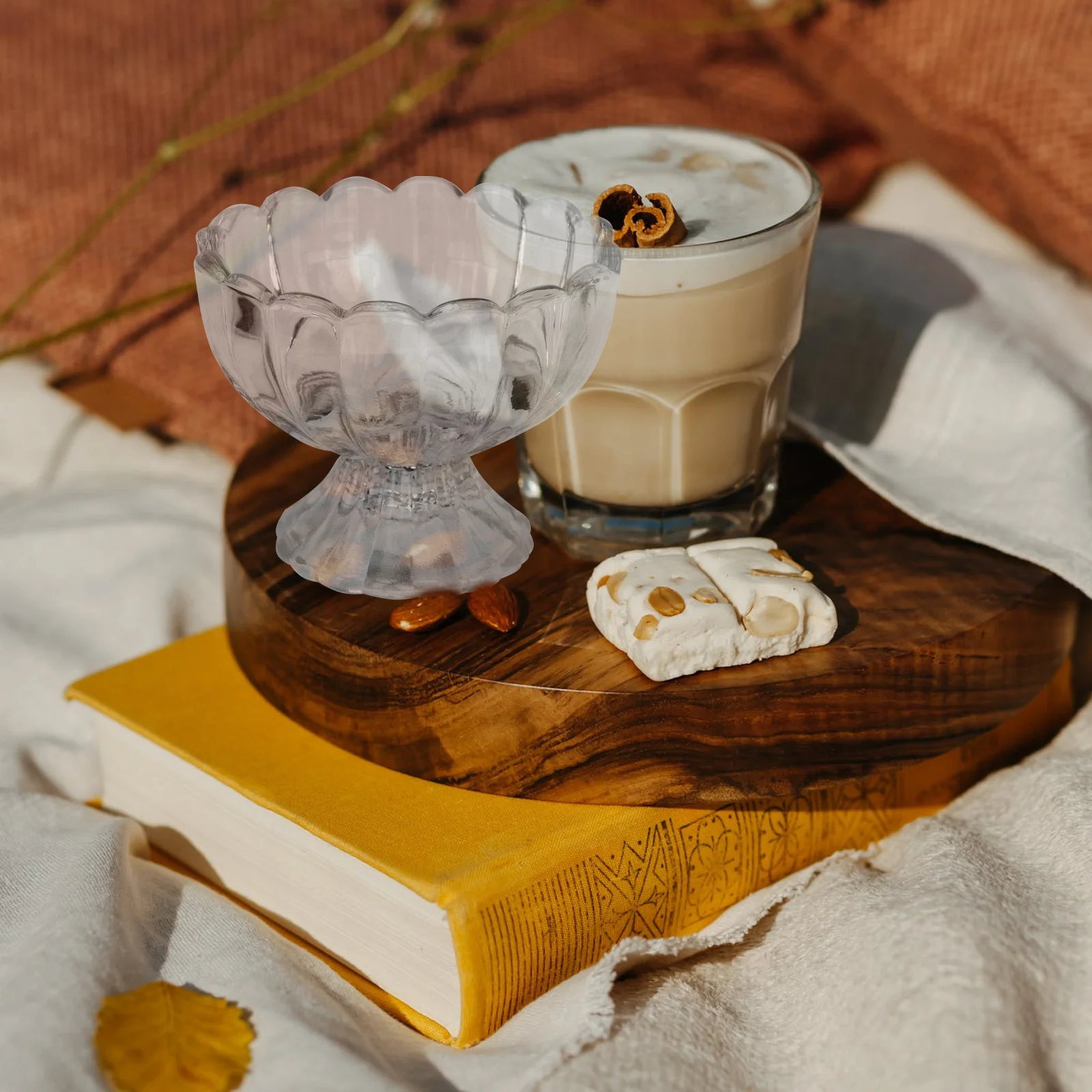 

5 шт. чаши для мороженого, стеклянные десерты, без BPA, пищевой класс, прозрачный дизайн лотоса, легко чистится, не деформируемая чашка для пудинга, прозрачная чашка для питья