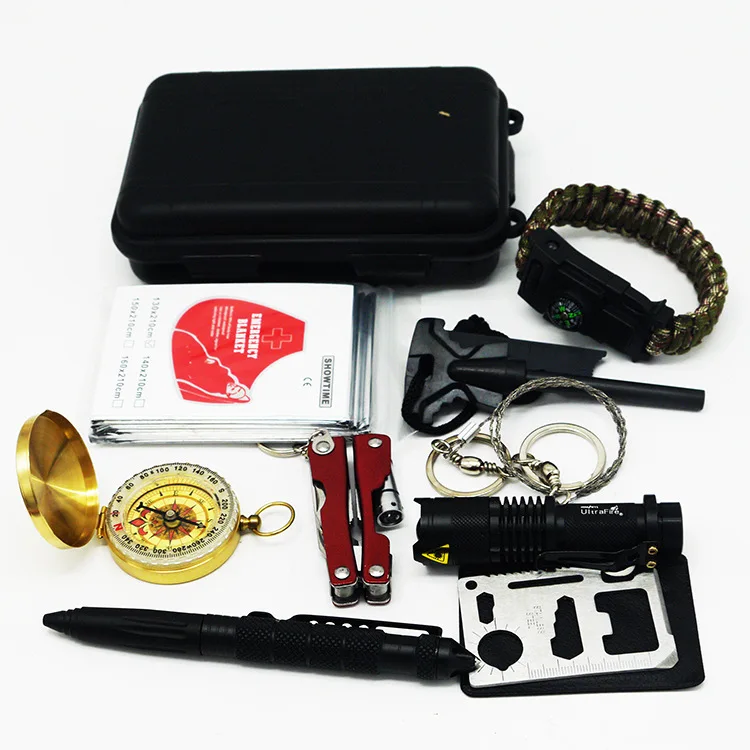Cross-border Camping Multi-functional Tools and Equipment Set, First Aid Kit, Emergency User Outdoor Self-rescue Survival Box,