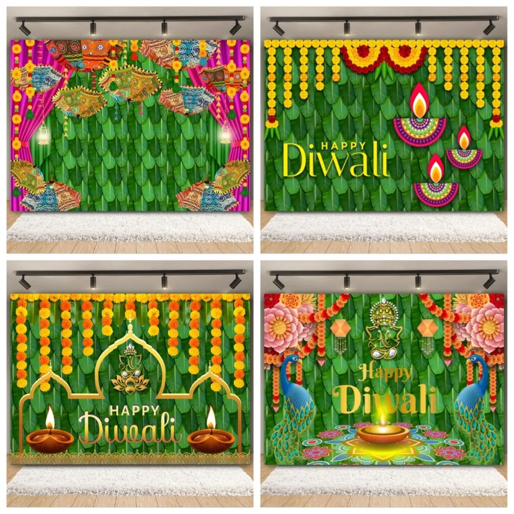 

Happy Diwali Backdrops Indian Diwali Tradition Deepavali Candle Marigold Wedding Birthday Photography Background Photo Studio