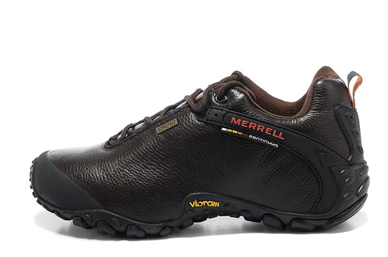 Original Merrell M Outdoor Men\'s Camping Genuine Leather Sports Shoes Male Coffee Mountaineer Climbing Sneakers Size39-46