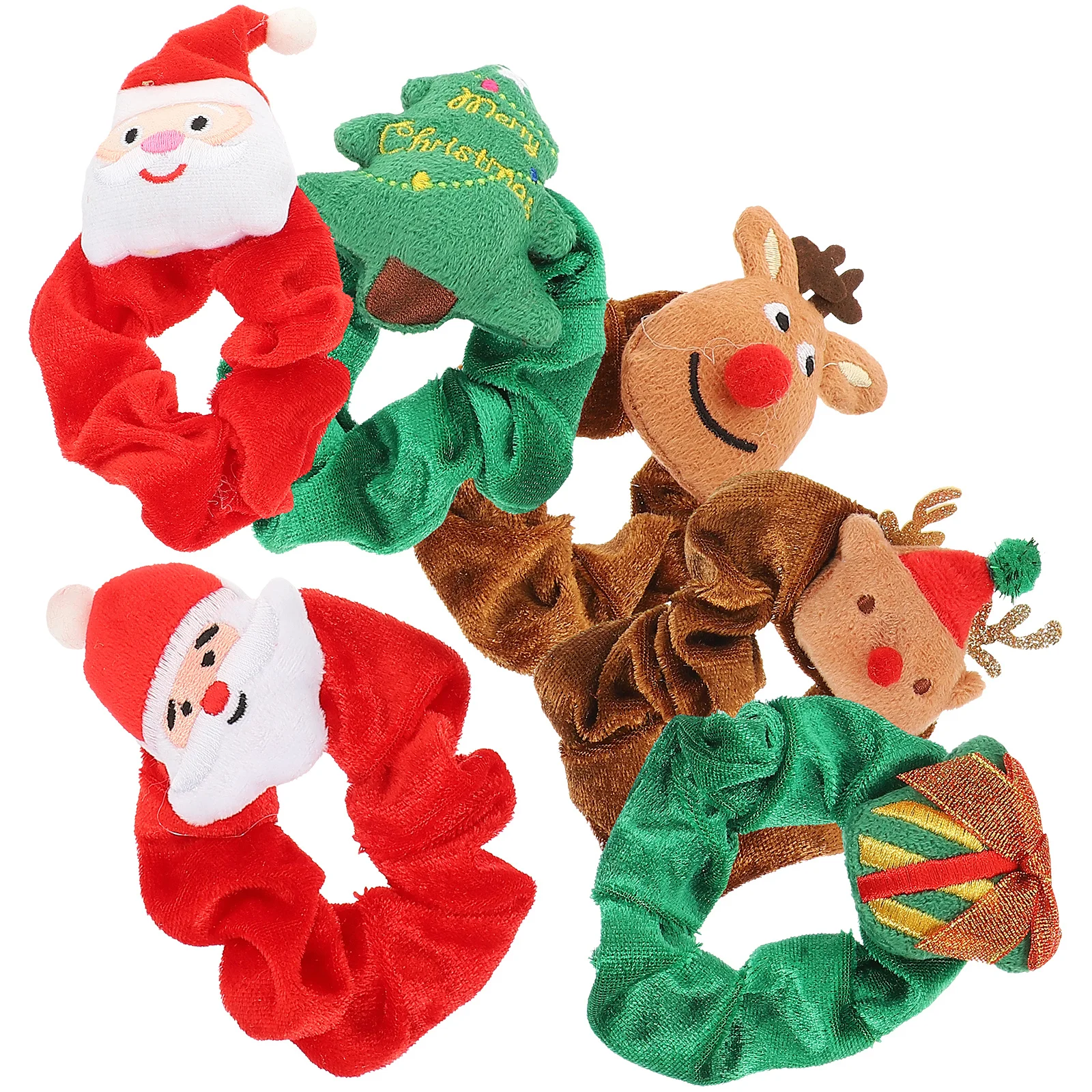 

6Pcs Christmas Hair Accessories Fun Patterned Hair Scrunchies Perfect for Parties Trips Home Holiday Celebration Gift Idea