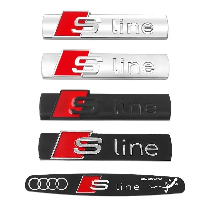 1P التحديثية Sline شعار السيارة RS سيارة معدنية ملصق الذيل شعار الجانب شعار لأودي A3 A4 B8 8P 8V A6 C7 A5 Q5 B7 B6 B9 SLINE Q2 Q7 #2